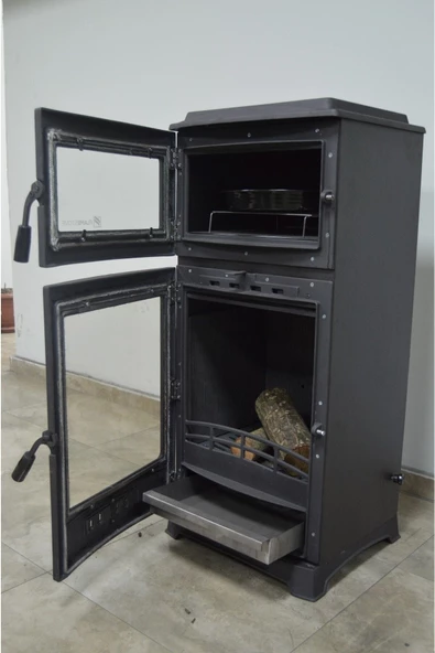 flamestove  Lodi Gurme Tek Camlı Kuzineli (füme) Döküm Soba - 8