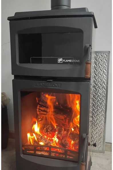 flamestove  Lodi Gurme Tek Camlı Kuzineli (füme) Döküm Soba