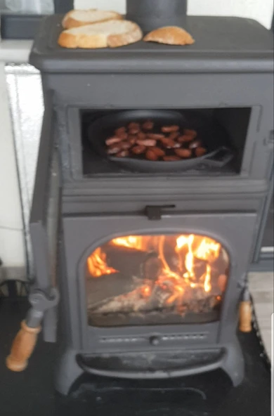 flamestove  Modena 3 Camlı Fırınlı Pik Döküm Şömine Soba - 3