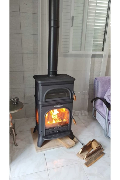 flamestove  Modena 3 Camlı Fırınlı Pik Döküm Şömine Soba - 8