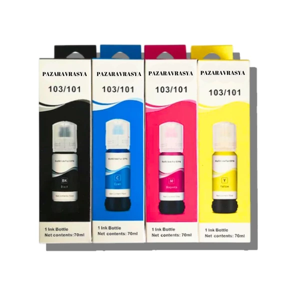 Epson 103 4 Renk 70 ML Mürekkep Seti L1110 / L3110 / L3111 / L3150 Uyumlu