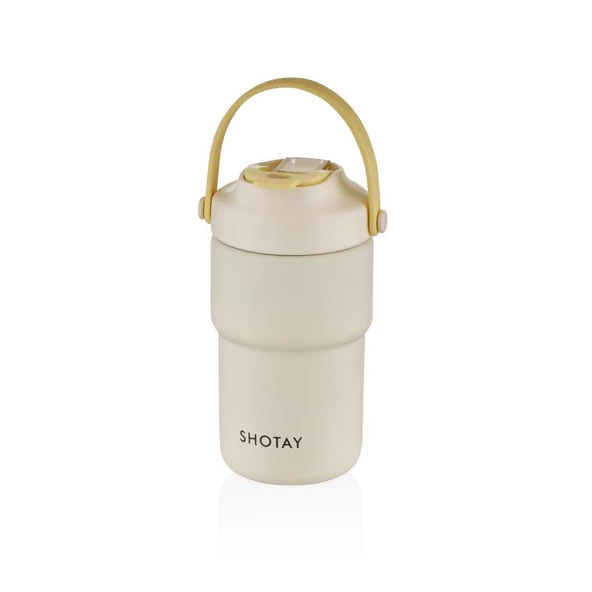 Shotay Askılı Mug Çelik Bardak 450Ml Krem