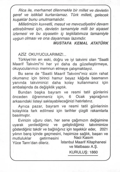 Saatli Maarif Takvimi 2025 Büyük Boy (11,5 X 16 Cm) Kartonlu - 4