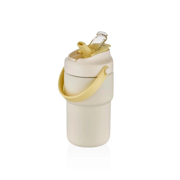 Shotay Askılı Mug Çelik Bardak 450Ml Krem - 3