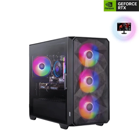 CRTG124 Ryzen 5 5600 16GB DDR4 512GB NVMe GeForce RTX 4060 24 inç Monitörlü Gaming Hazır Sistem