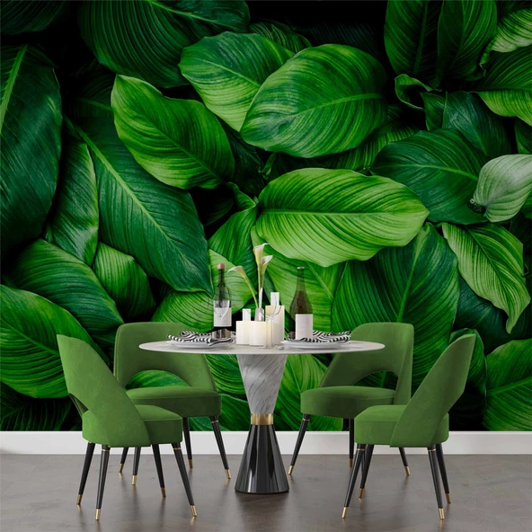 Yeşil Yaprak Arkaplan Temalı Duvar Kağıdı - Resim 5