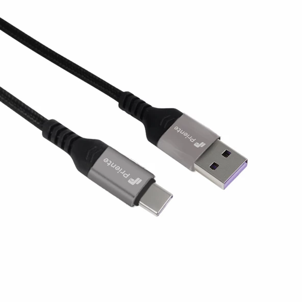 PD40CA 40W Örgülü Type-C To USB-A Hızlı Data/Şarj Kablosu 1.5 Metre (Priente Türkiye Garantili)