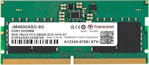 TRANSCEND 8GB 4800MHz DDR5 1.1V JM4800ASG-8G NOTEBOOK RAM