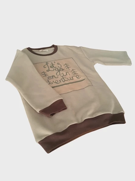 Baskılı Bej Unisex Çocuk Sweatshirt 2 Yaş - 2