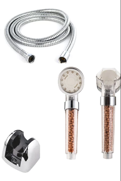 Renk Değiştiren Led Işıklı Duş Başlığı Seti- Hortum Askı Seti (Pilsiz- Elektriksiz) - 4