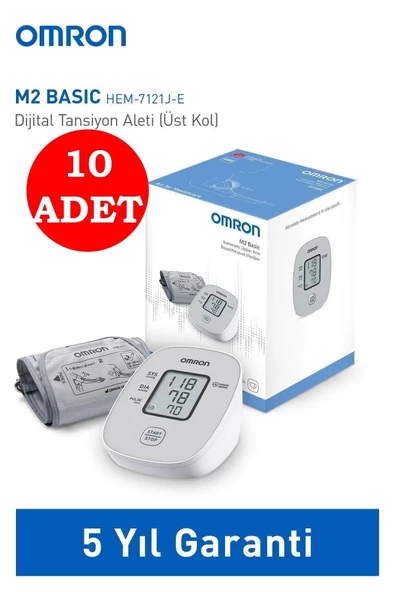 OMRON M2 Basıc Hem-7121j-e Üst Koldan Ölçer Dijital Tansiyon Aleti 10 Adet