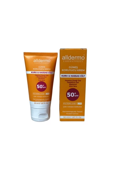 Alldermo Spf50+ Kuru Hassas Cilt Krem 50 ml Tüp