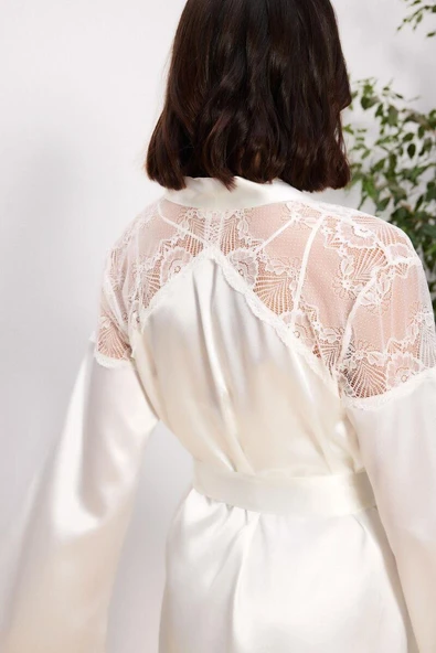 Pierre Cardin 6035 Kadın Saten Gecelik Sabahlık Pijama Takım Şort Takım 6'lı Gelin Çeyiz Set - 9