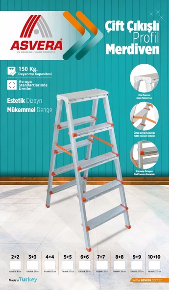 Yakut Serisi 3+3 Basamaklı Çift Çıkışlı Galvanizli Profil Merdiven (Ev, bahçe, işyeri için uygun) - 7