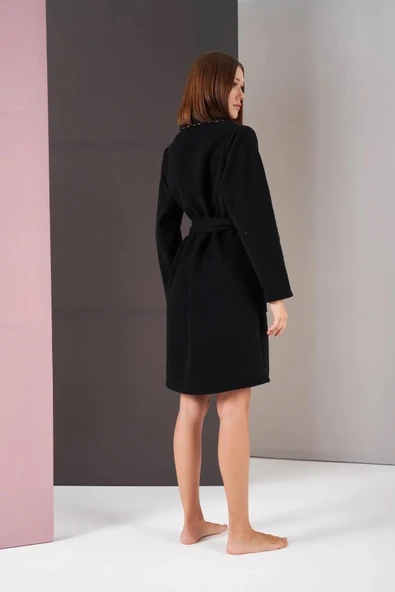 Pjs 26007 Kadın Polar Leopar Desenli Kuşaklı Sabahlık - 7