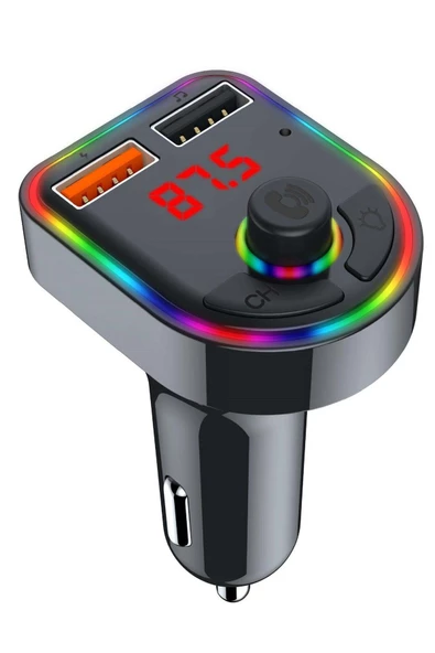 C-616 Rgb Işıklı 2.1 A Şarj USB & TF Girişi Bluetooth 5.1V Fm Transmitter