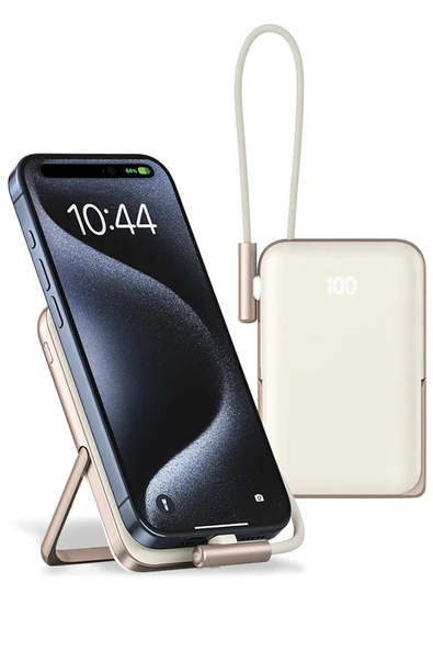 URR Dahili Type-C Kablolu Dijital Göstergeli 10.000 mAh Kablosuz Şarj Magsafe Powerbank - 5