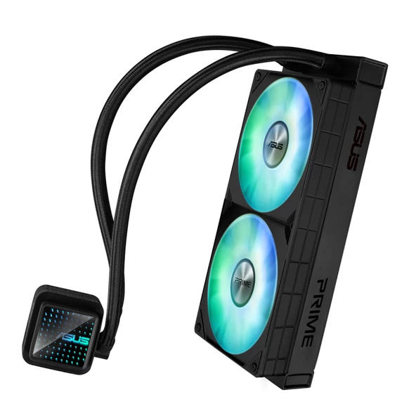 ASUS PRIME LC 240 ARGB SIVI SOGUTUCU ÖZEL TASARLANMIS CPU TEMAS ALANI VE KANATÇIKLI KANALLARA SAHIP SONSUZ AYNA LENS SEÇENEKLERI OLAN SU BLOGU, ÖNCEDEN MONTE EDILMIS ARGB FANLAR VE AURA AYDINLATMA - 2