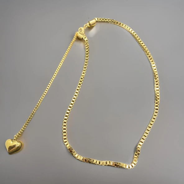 Gold Renk Kalpli 316L Antialerjik Çelik Kolye: Zarif Tasarım Parlak Görünüm Günlük ve Özel Günler ürün görseli 1