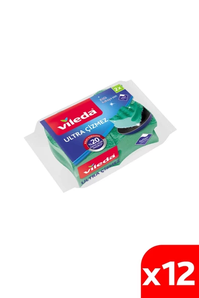 Vileda Bulaşık Süngeri Oluklu Ultra Çizmez 2 Li x 12 Paket