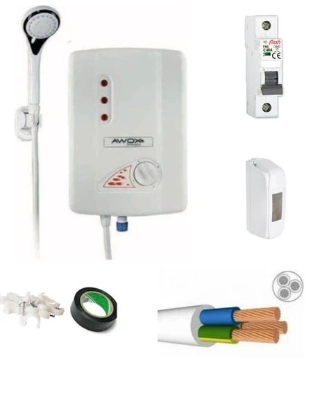 AWOX TERMOPLUS ELEKTRİKLİ ŞOFBEN KABLO SECENEKLI TAM TAKIM SET