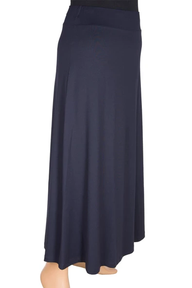 Dule Kadın Aymoli Penye Kloş Beli Lastikli Astarlı Lacivert Etek - 2