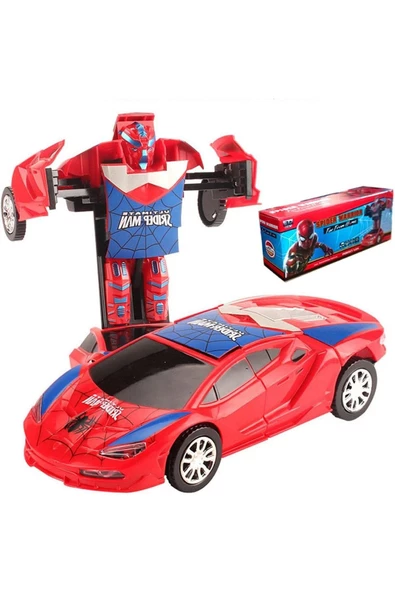 Oyuncak Dönüşen Spiderman Araba Robota Dönüşebilen Çarp Dön Sesli Işıklı Örümcek Adam Araba