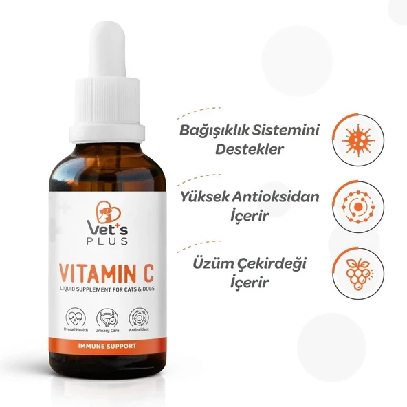 Vet's Plus Vitamin C Kedi ve Köpekler için Sıvı Vitamin Damla 100ml