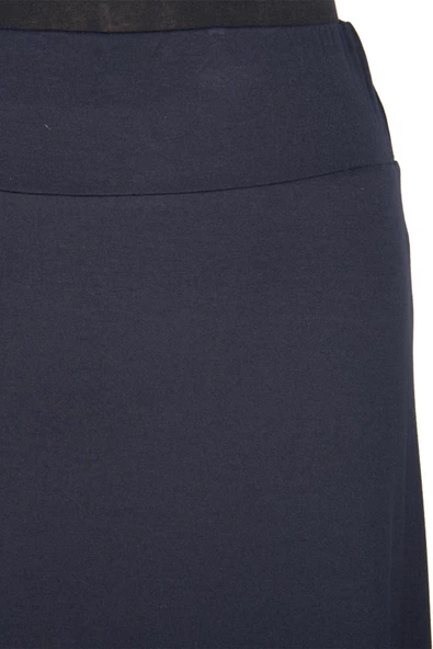 Dule Kadın Aymoli Penye Kloş Beli Lastikli Astarlı Lacivert Etek - 3