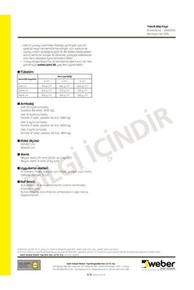 WEBER JOİNTSİL DERZ DOLGUSU 5 KG YÖRÜK BEJ 423 - 4