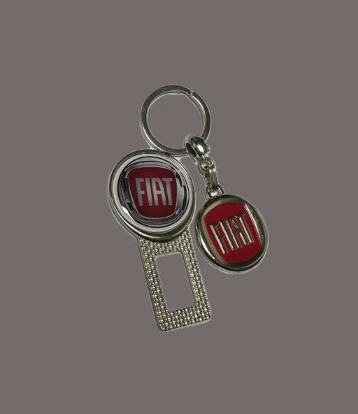Fiat Logolu Kırmızı Metal Otomobil Anahtarlığı 1 Adet Kemer Tokasi Hediyeli Üründür - Resim 2