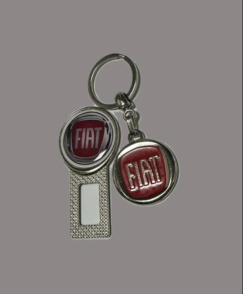 Fiat Logolu Kırmızı Metal Otomobil Anahtarlığı 1 Adet Kemer Tokasi Hediyeli Üründür - Resim 3
