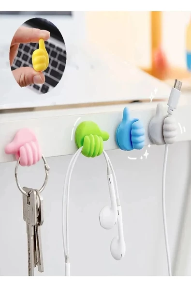 YASİMA 1 Adet Çok Fonksiyonlu Yapışkanlı El Şeklinde Başparmak Kablo Tutucu Düzenleyici Sabitleyici - 2