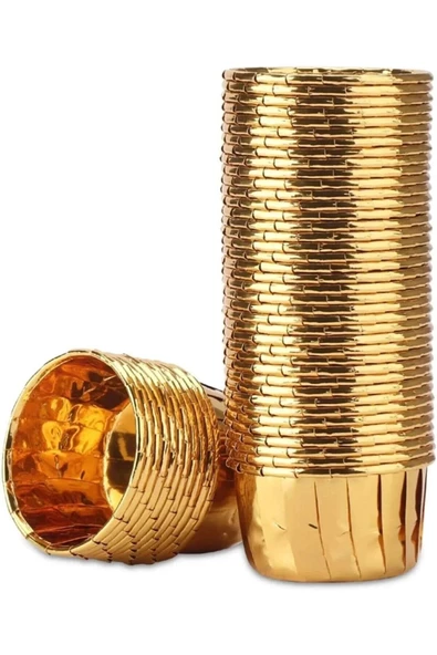 YASİMA Gold AltınSarı Parlak Metalize 12'li Fırına Girebilen Muffin Cupcake Kek Kalıbı Kabı Kapsülü - 5