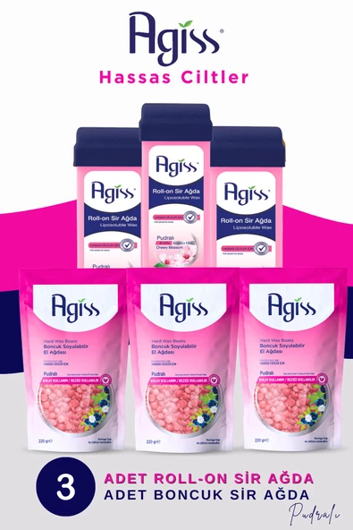 Hassas Ciltler İçin Roll-On Ağda ve Boncuk Ağda Seti-3’lü Pudralı Roll-On + 3’lü Pudralı Boncuk Ağda