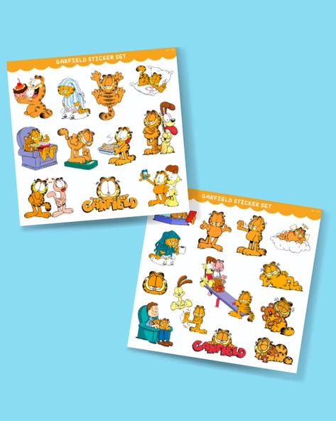 Garfield 2 Li Sticker Set Etiket Kağıdı-Animasyon çıkartmaları Garfield Kedi yapıştırmaları - 6