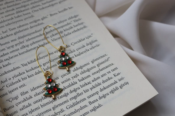 Taşlı Yılbaşı Ağacı Küpe - 6