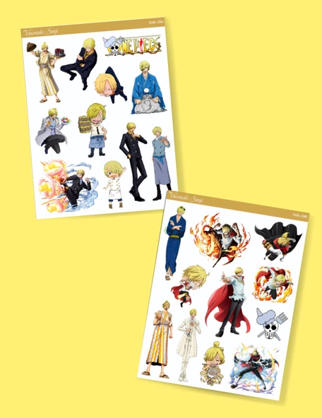 Vinsmoke Sanji - one piece 2li sticker etiket seti Anime çıkartmaları -Etiket Kağıdı