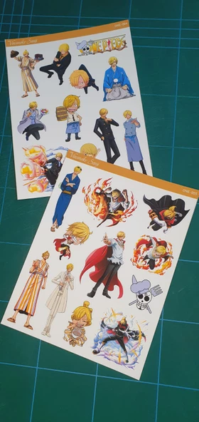 Vinsmoke Sanji - one piece 2li sticker etiket seti Anime çıkartmaları -Etiket Kağıdı - 7