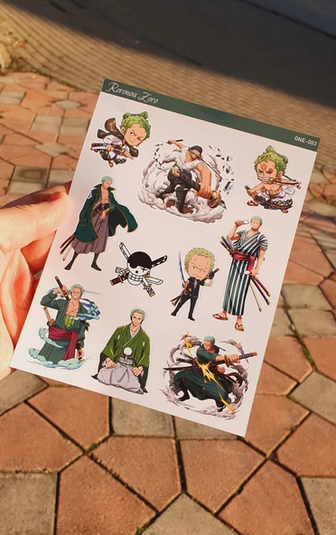 Roronoa Zoro - one piece 2li sticker etiket seti Anime çıkartmaları-Etiket Kağıdı - Resim 7