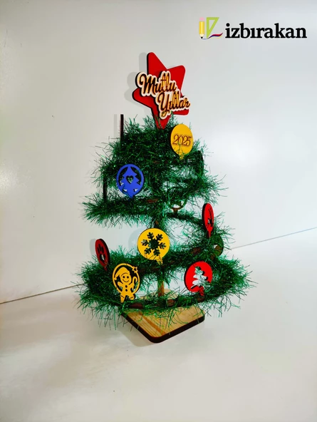 Mini Süslü Spiral Yılbaşı Ağacı 30cm - 4