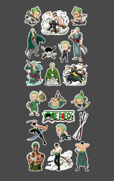 Roronoa Zoro - one piece 2li sticker etiket seti Anime çıkartmaları-Etiket Kağıdı - Resim 3