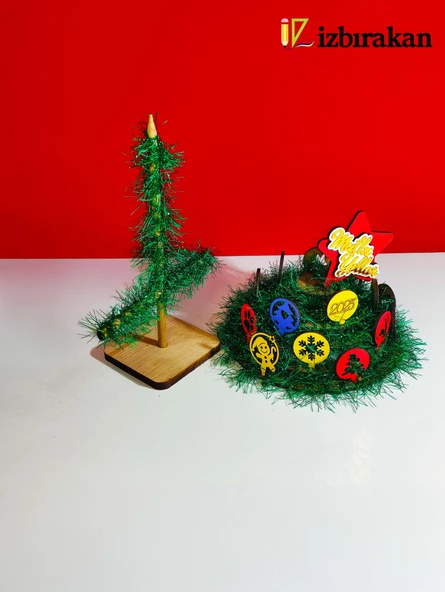 Mini Süslü Spiral Yılbaşı Ağacı 30cm - 3