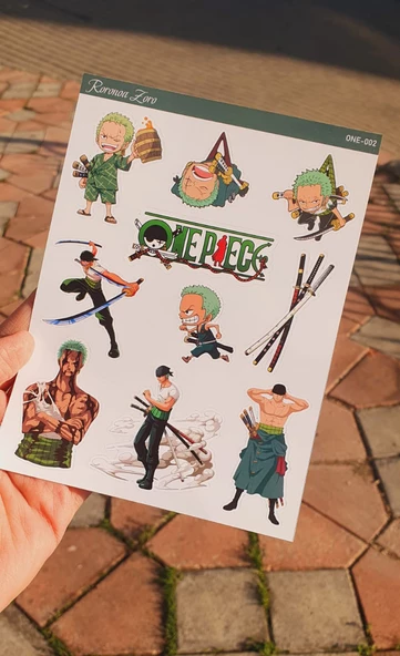 Roronoa Zoro - one piece 2li sticker etiket seti Anime çıkartmaları-Etiket Kağıdı - Resim 8