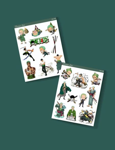 Roronoa Zoro - one piece 2li sticker etiket seti Anime çıkartmaları-Etiket Kağıdı - Resim 2