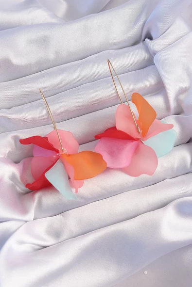 Pirinç Karışık Soft Renkli Flora Küpe - TJ-BKP9260
