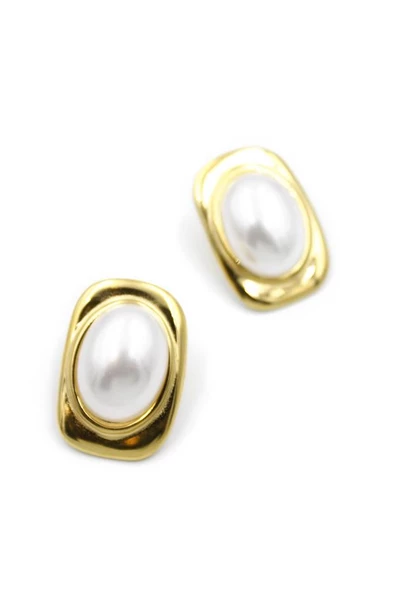 İnci Oval Küpe - Altın - 2