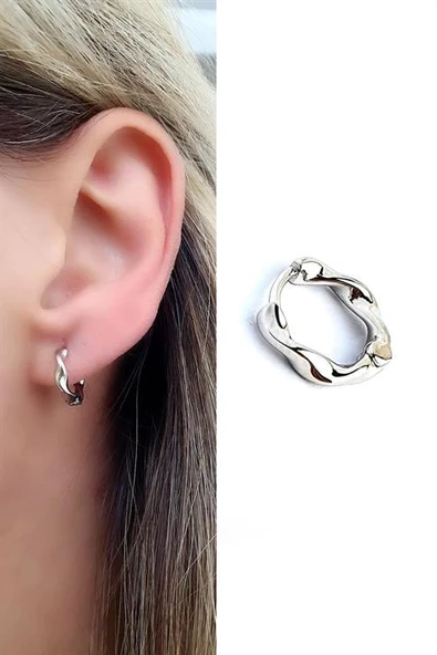 925 Ayar Gümüş İtalyan Tasarımı Tek Halka Küpe 1Cm ürün görseli