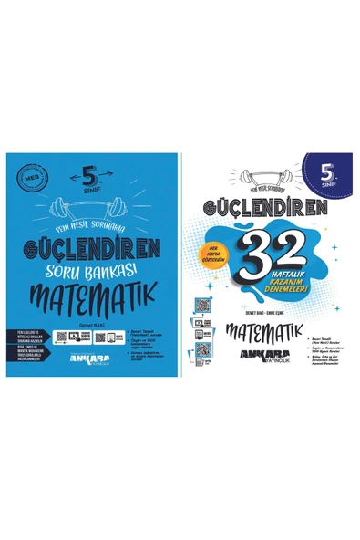Ankara Yayıncılık 5. Sınıf Matematik Güçlendiren Soru Bankası + 32 Haftalık Güçlendiren Denemesi