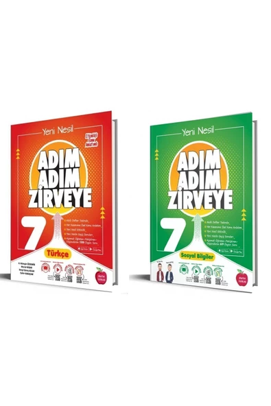 Newton Yayınları 7.Sınıf Adım Adım Zirveye Türkçe + Adım Adım Zirveye Sosyal Bilgiler Soru Bankası (2 Kitap)